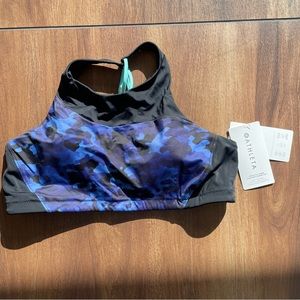 Athleta Freestyle Camo High Neck swim Bikini Top, size Large, tags attached